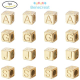 304 Stainless Steel Large Hole Letter European Beads Cube Gold 8x8x8mm