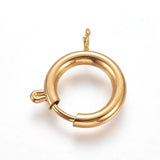 2PC 304 Stainless Steel Spring Ring Clasps Flat Round Ring Clasps