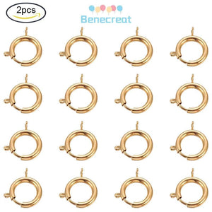 2PC 304 Stainless Steel Spring Ring Clasps Flat Round Ring Clasps