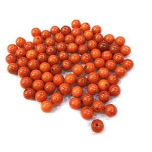 Natural Coral Round Beads 7mm Half Hole for Jewelry Making DIY