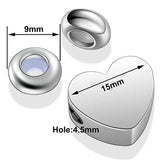 1pc Stainless Steel Heart Charms + 2pcs Beads + Spacer for DIY Jewelry Making