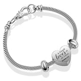 1pc Stainless Steel Heart Charms + 2pcs Beads + Spacer for DIY Jewelry Making