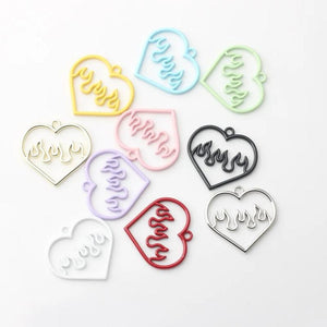 10pcs Heart Shape Hollow Keychain Stainless Steel Cat Bracelet DIY Ornaments