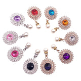 10Pcs Rhinestone Pendants Buttons 24mm Alloy Embellishments for DIY Coats