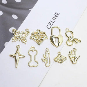 10pcs Love Heart Butterfly Star Pendants for DIY Jewelry Making