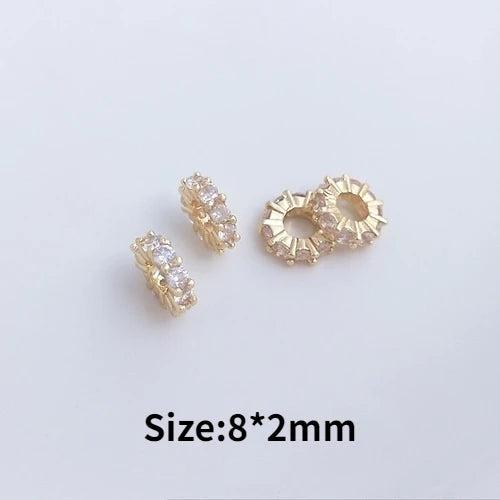 4PCS 14K Filled Zircon Spacer DIY Jewelry Accessories Gasket Loose Bead