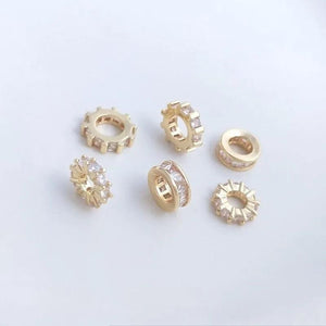 4PCS 14K Filled Zircon Spacer DIY Jewelry Accessories Gasket Loose Bead