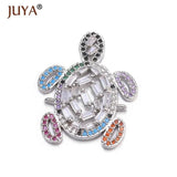 Copper Zircon Crystal Turtle Charm Connect for DIY Bracelets Necklaces