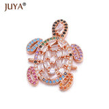 Copper Zircon Crystal Turtle Charm Connect for DIY Bracelets Necklaces