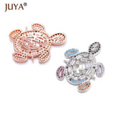 Copper Zircon Crystal Turtle Charm Connect for DIY Bracelets Necklaces