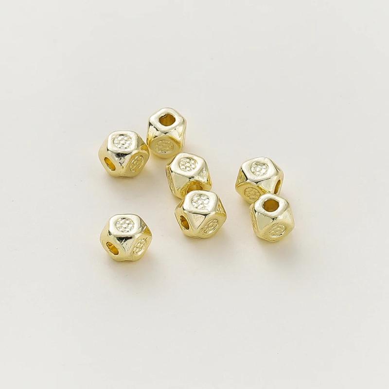 20pcs/lot 14K 18K Plated 3.5mm Antique Polygon Metal Loose Beads Seed Beads