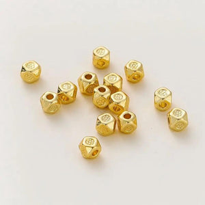 20pcs/lot 14K 18K Plated 3.5mm Antique Polygon Metal Loose Beads Seed Beads