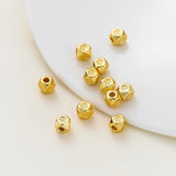 20pcs/lot 14K 18K Plated 3.5mm Antique Polygon Metal Loose Beads Seed Beads