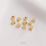 14K Copper Square Dice Beads 4mm Hand-Beaded DIY Bracelet Necklace Jewelry