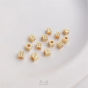 14K Copper Square Dice Beads 4mm Hand-Beaded DIY Bracelet Necklace Jewelry