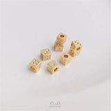 14K Copper Square Dice Beads 4mm Hand-Beaded DIY Bracelet Necklace Jewelry