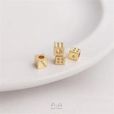 14K Copper Square Dice Beads 4mm Hand-Beaded DIY Bracelet Necklace Jewelry