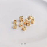 14K Copper Square Dice Beads 4mm Hand-Beaded DIY Bracelet Necklace Jewelry