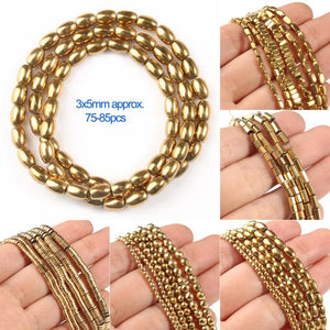 AAA+ Hematite Beads Gold-Plated Spacer 15''