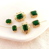 Copper Plated Zircon Emerald Square Pendant DIY Jewelry Accessories