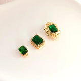 Copper Plated Zircon Emerald Square Pendant DIY Jewelry Accessories
