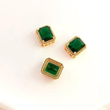 Copper Plated Zircon Emerald Square Pendant DIY Jewelry Accessories