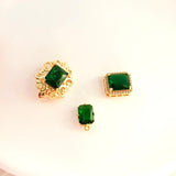 Copper Plated Zircon Emerald Square Pendant DIY Jewelry Accessories