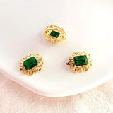 Copper Plated Zircon Emerald Square Pendant DIY Jewelry Accessories