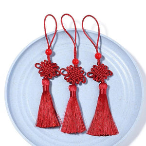 6pcs Red Chinese Knot Tassels Festive Fringe Pendant Decorations Gift