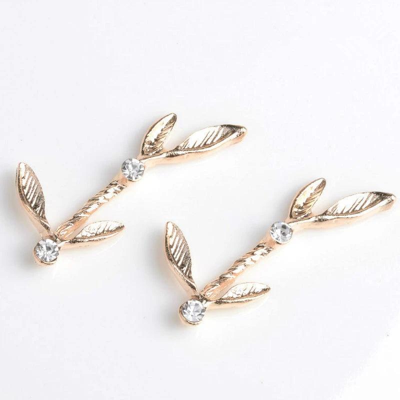 10 Pcs Rhinestone Tree Branch Charms for DIY Bridal Jewelry Making