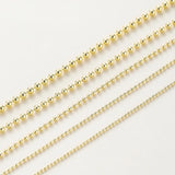 1-2.4mm 14K Plated Brass Round Beads Chain Ball Chain for DIY Necklace Bracelet
