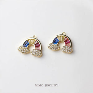Copper Plated Zircon Cloud Rainbow Pendant DIY Jewelry