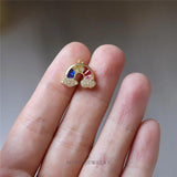 Copper Plated Zircon Cloud Rainbow Pendant DIY Jewelry