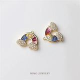 Copper Plated Zircon Cloud Rainbow Pendant DIY Jewelry