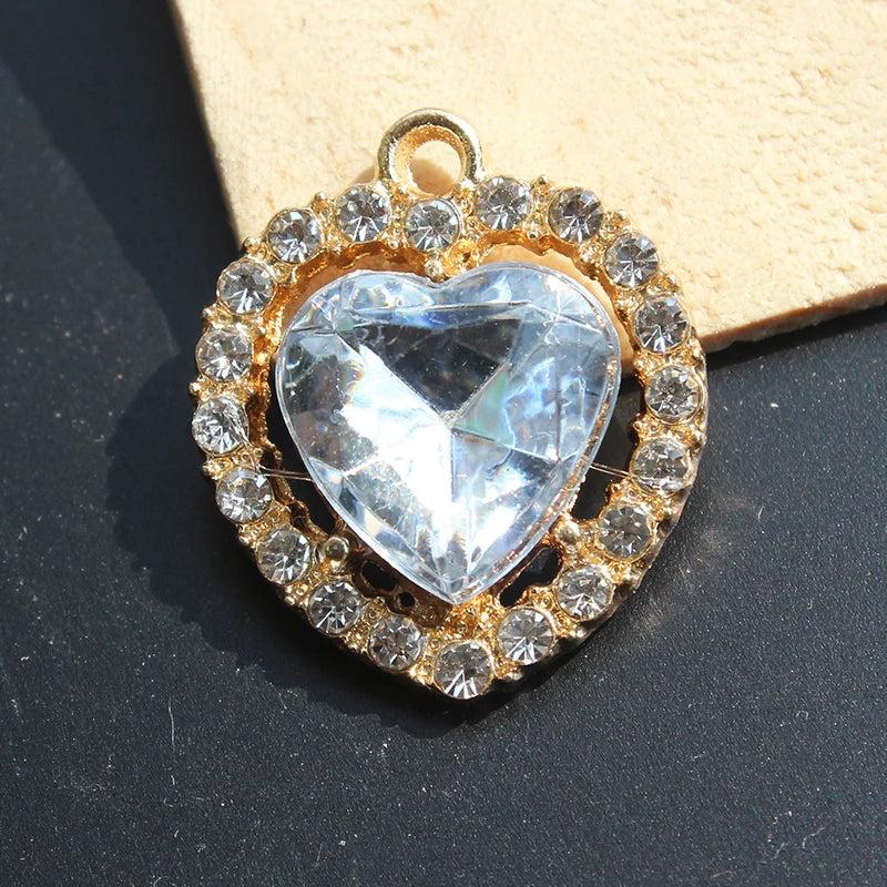 10Pc Heart Rhinestone Pendant Hair Accessories Diy Brooch Jewelry