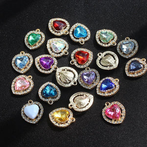 10Pc Heart Rhinestone Pendant Hair Accessories Diy Brooch Jewelry