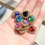 10Pc Heart Rhinestone Pendant Hair Accessories Diy Brooch Jewelry