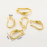 10Pcs 9x15mm Plated Brass Earrings Hooks Earwires Findings