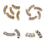 10Pcs Tibetan Style Alloy Curved Tube Beads Slide Spacer Antique Silver