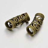 10Pcs Tibetan Style Alloy Curved Tube Beads Slide Spacer Antique Silver