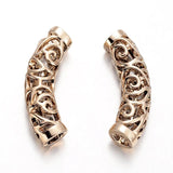10Pcs Tibetan Style Alloy Curved Tube Beads Slide Spacer Antique Silver