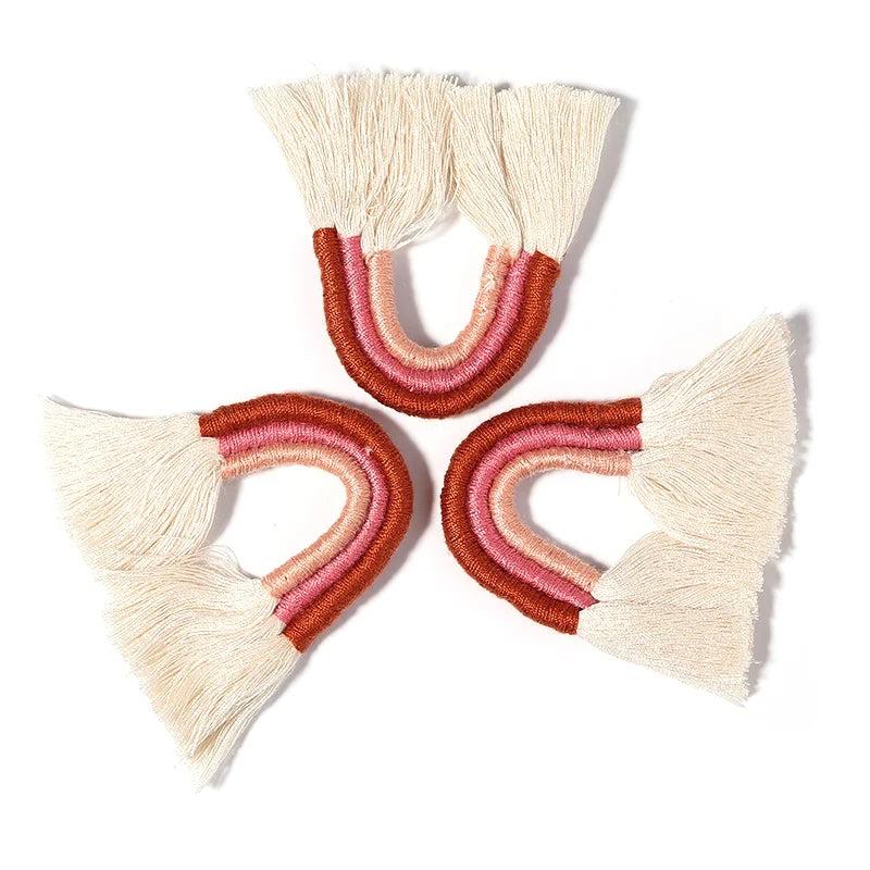 2pcs Rainbow Tassels Boho Pendants For Jewelry Making DIY Earrings Keychain