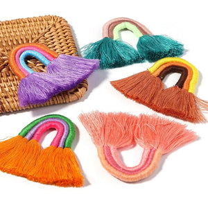 2pcs Rainbow Tassels Boho Pendants For Jewelry Making DIY Earrings Keychain