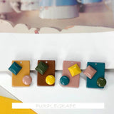 4pcs Candy-Colored Resin Earrings Accessories