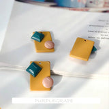 4pcs Candy-Colored Resin Earrings Accessories