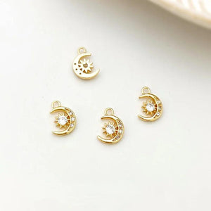 Gold-Clad Zircon Planet Moon Star DIY Jewelry Set