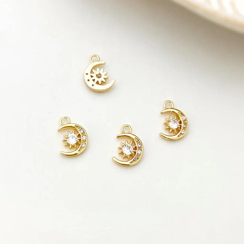 Gold-Clad Zircon Planet Moon Star DIY Jewelry Set