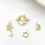 Gold-Clad Zircon Planet Moon Star DIY Jewelry Set
