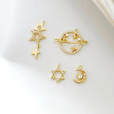 Gold-Clad Zircon Planet Moon Star DIY Jewelry Set