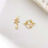 Gold-Clad Zircon Planet Moon Star DIY Jewelry Set